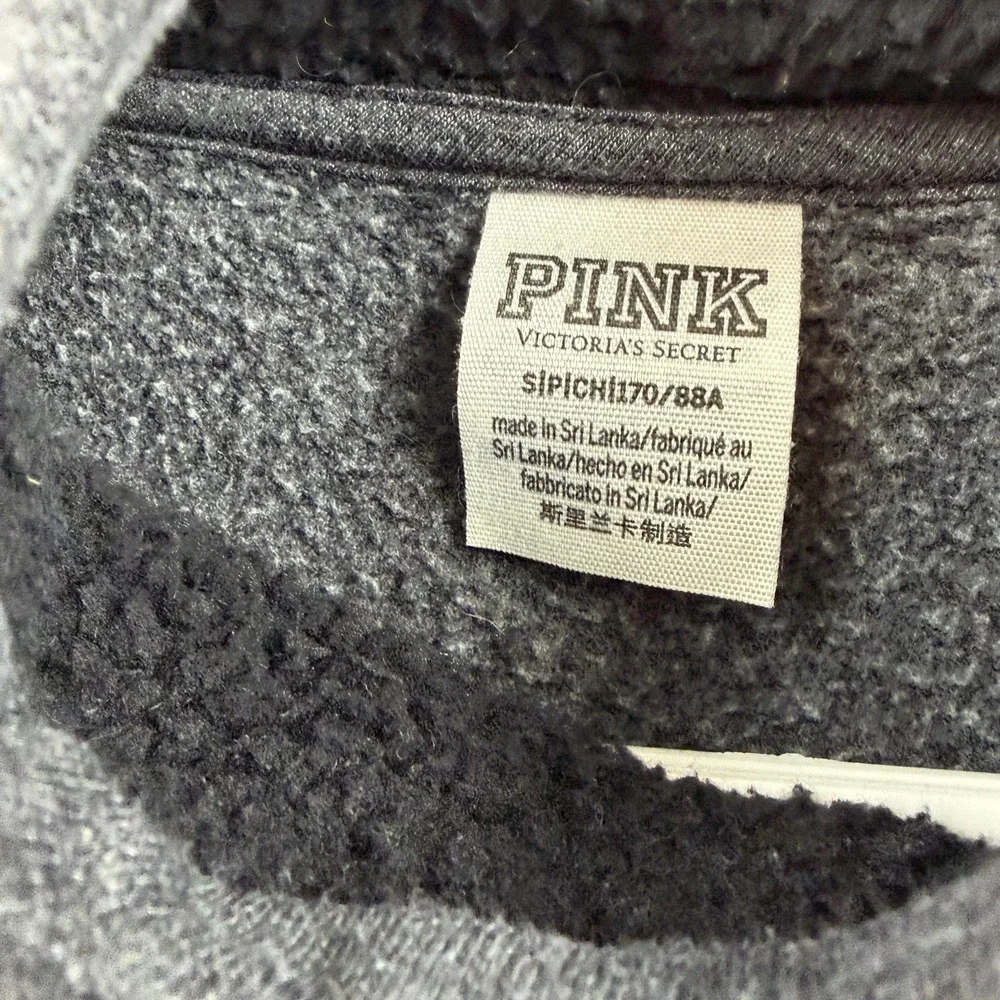 Victoria's Secret PINK Sweatshirt Womens Small Gray Cowl‎ Neck Sequin Dog Fleece